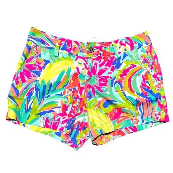 Lilly Pulitzer Floral Tropical The Callahan Shorts Women’s Sz 4 Mid Rise Cotton - Picture 1 of 10